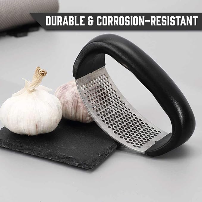 CuraFix Stainless Steel Garlic Rocker Press – Manual Garlic Crusher & Mincer