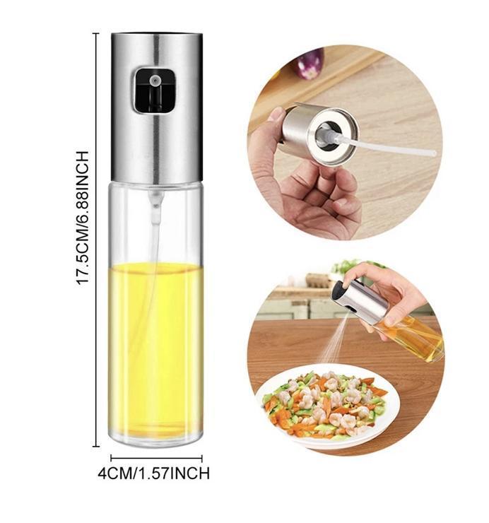 CuraFix Stainless Steel Oil Spray Bottle – Cooking Oil Sprayer Glass Oil Spray Bottle  for Cooking, Healthy Frying & BBQ Baking